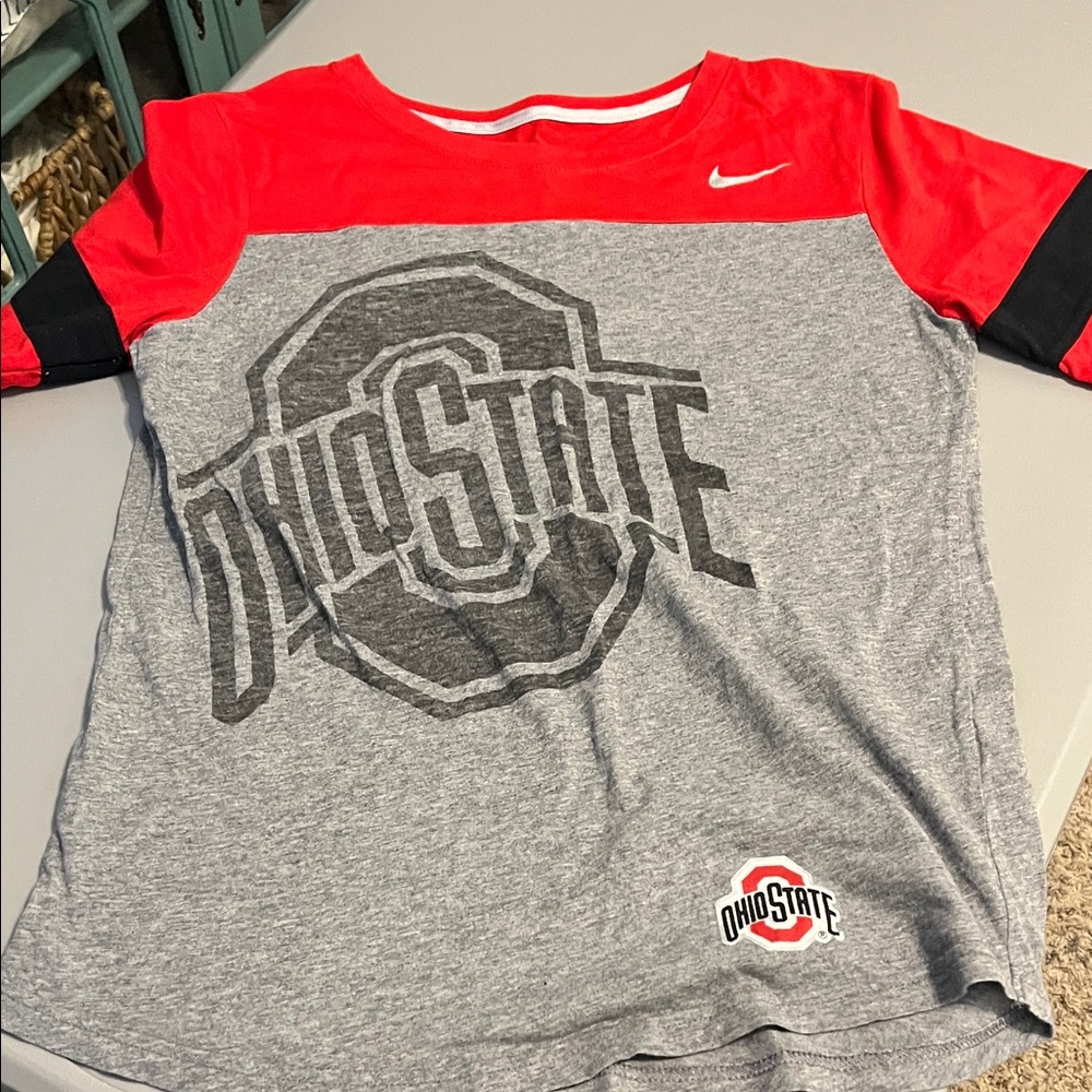 Nike Ohio State Red and Gray Long Sleeve Tee
